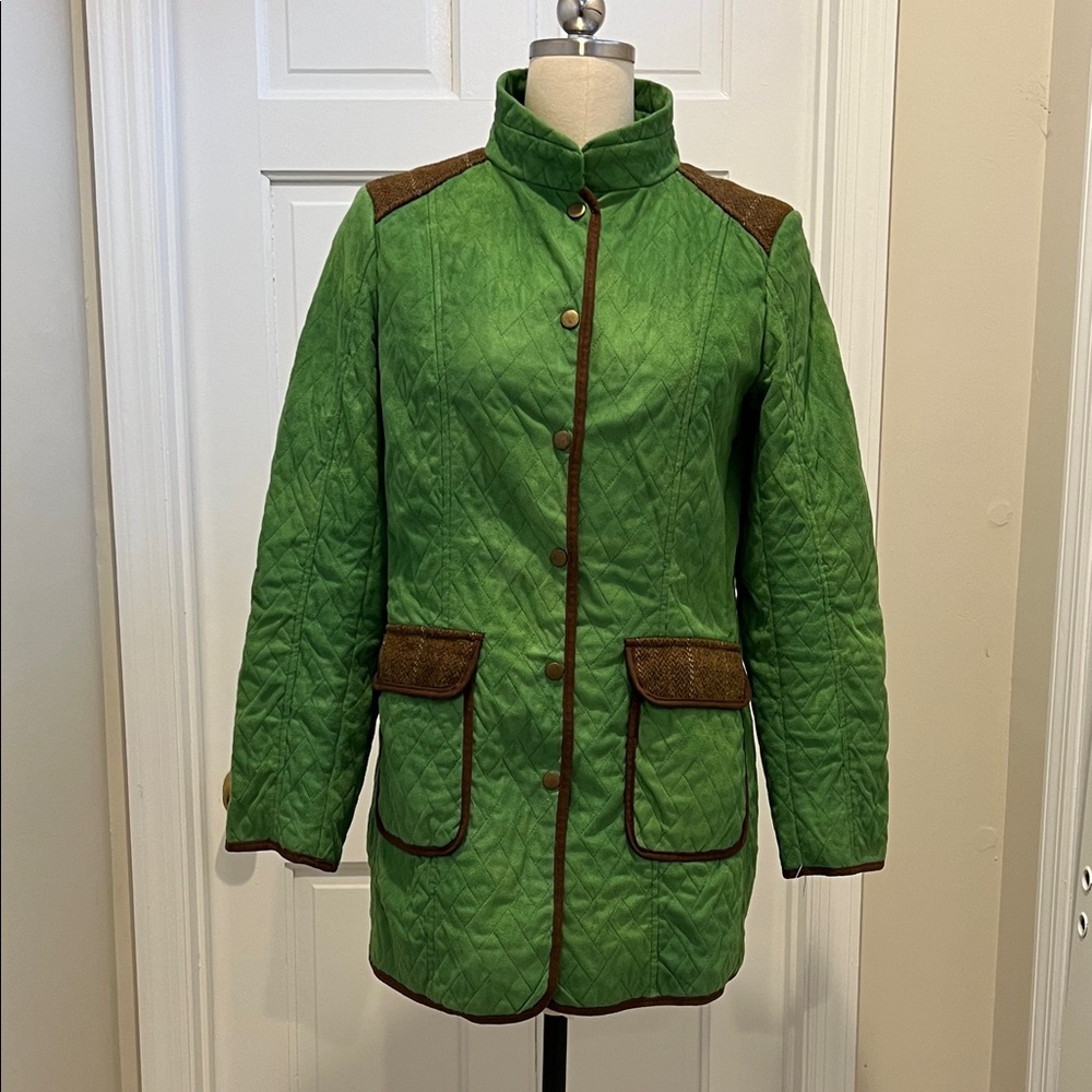 Tasha Polizzi Green Quilted Faux Suede Women's Western English Jacket Medium